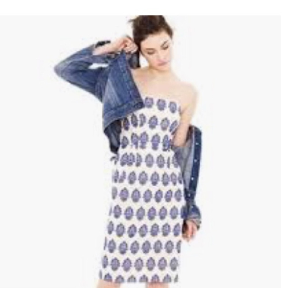 J.Crew Filigree-embroidered strapless dress.